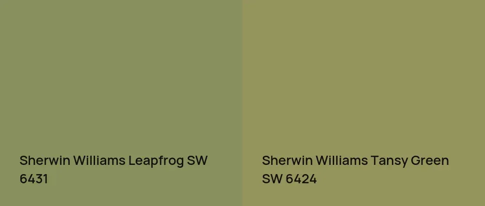 Sherwin Williams Leapfrog SW 6431 vs Sherwin Williams Tansy Green SW 6424