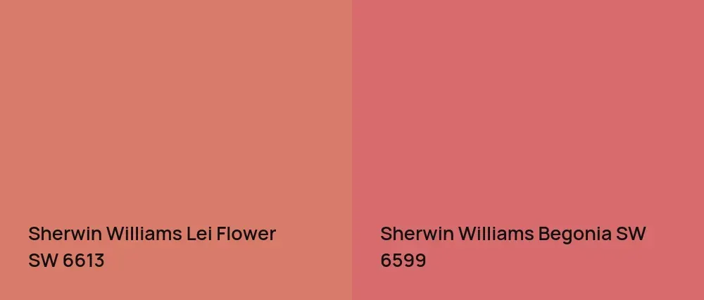 Sherwin Williams Lei Flower SW 6613 vs Sherwin Williams Begonia SW 6599