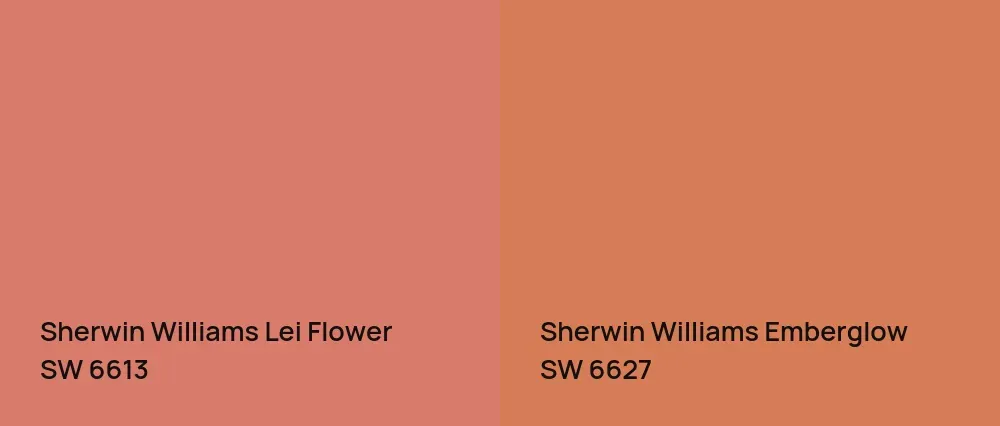 Sherwin Williams Lei Flower SW 6613 vs Sherwin Williams Emberglow SW 6627