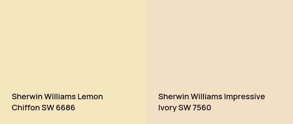 Sherwin Williams Lemon Chiffon SW 6686 vs Sherwin Williams Impressive Ivory SW 7560