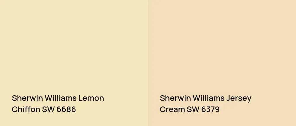 Sherwin Williams Lemon Chiffon SW 6686 vs Sherwin Williams Jersey Cream SW 6379