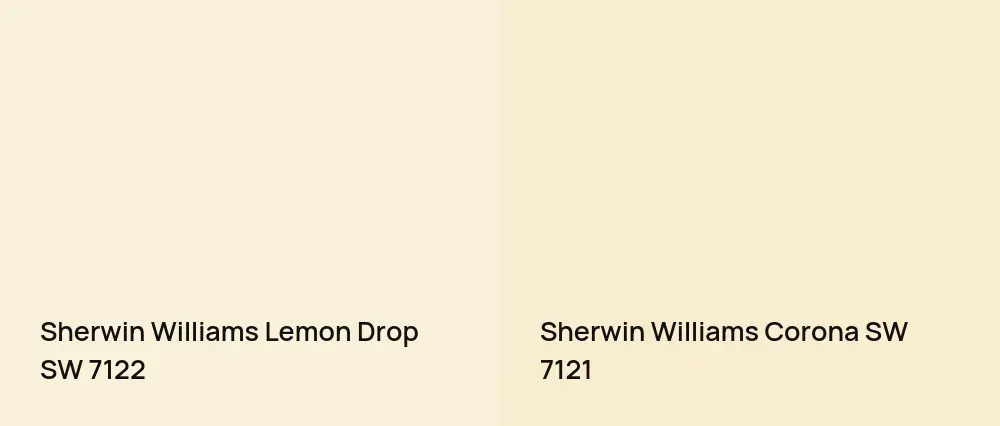 Sherwin Williams Lemon Drop SW 7122 vs Sherwin Williams Corona SW 7121