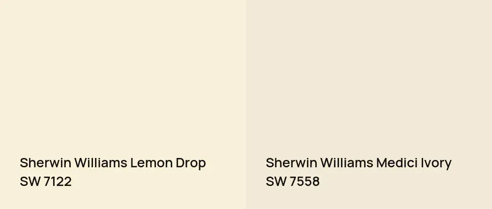 Sherwin Williams Lemon Drop SW 7122 vs Sherwin Williams Medici Ivory SW 7558