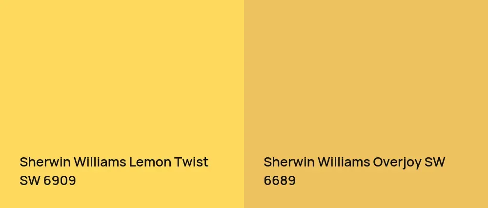 Sherwin Williams Lemon Twist SW 6909 vs Sherwin Williams Overjoy SW 6689