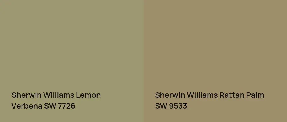 Sherwin Williams Lemon Verbena SW 7726 vs Sherwin Williams Rattan Palm SW 9533