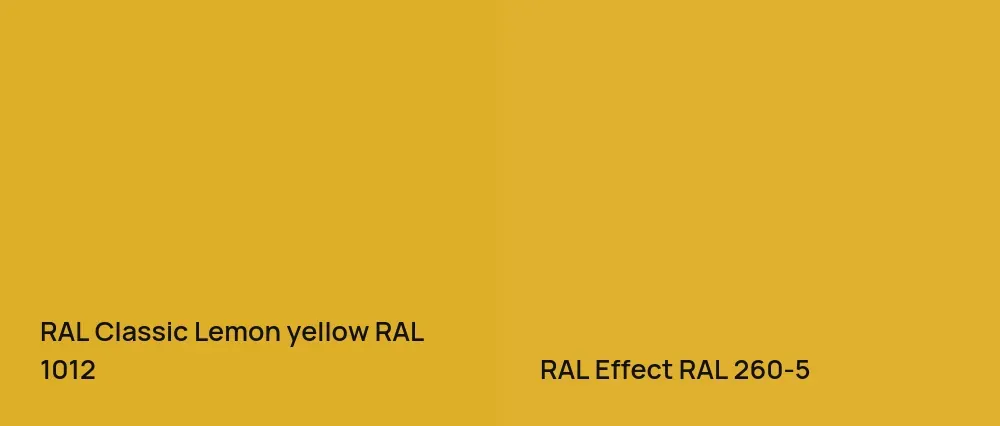 RAL Classic  Lemon yellow RAL 1012 vs RAL Effect  RAL 260-5