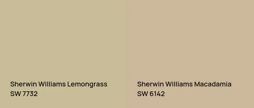 Sherwin Williams Lemongrass SW 7732 vs Sherwin Williams Macadamia SW 6142