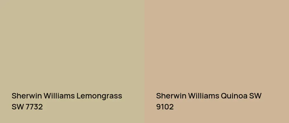 Sherwin Williams Lemongrass SW 7732 vs Sherwin Williams Quinoa SW 9102
