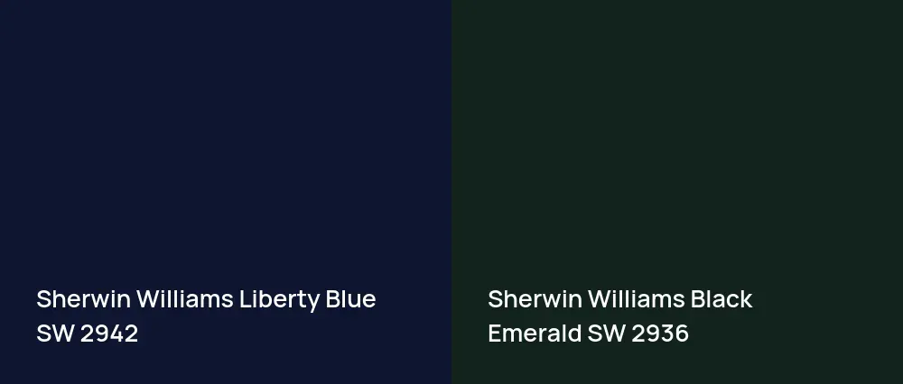 Sherwin Williams Liberty Blue SW 2942 vs Sherwin Williams Black Emerald SW 2936