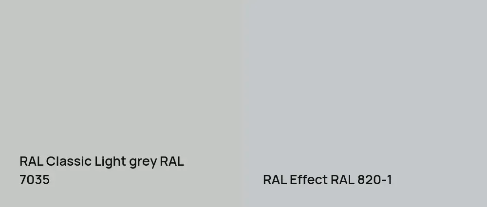 RAL Classic  Light grey RAL 7035 vs RAL Effect  RAL 820-1