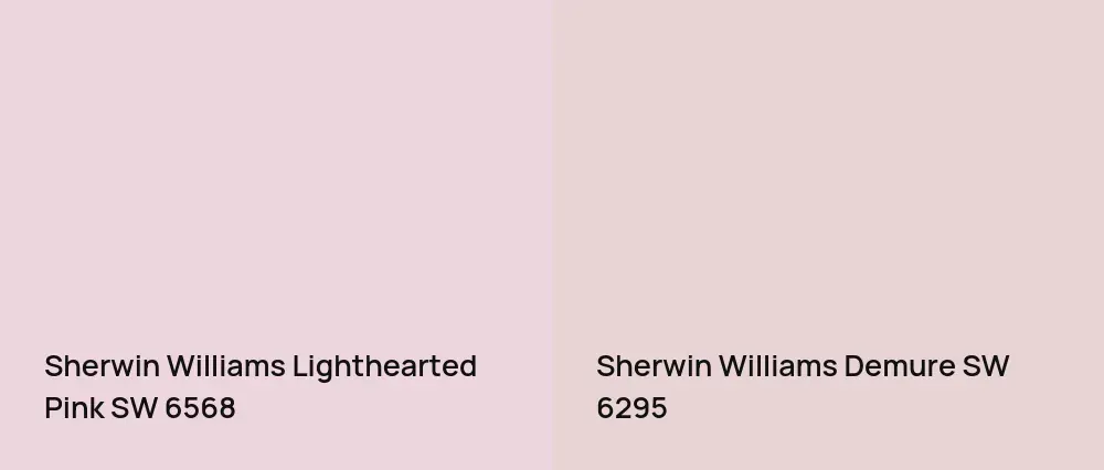 Sherwin Williams Lighthearted Pink SW 6568 vs Sherwin Williams Demure SW 6295