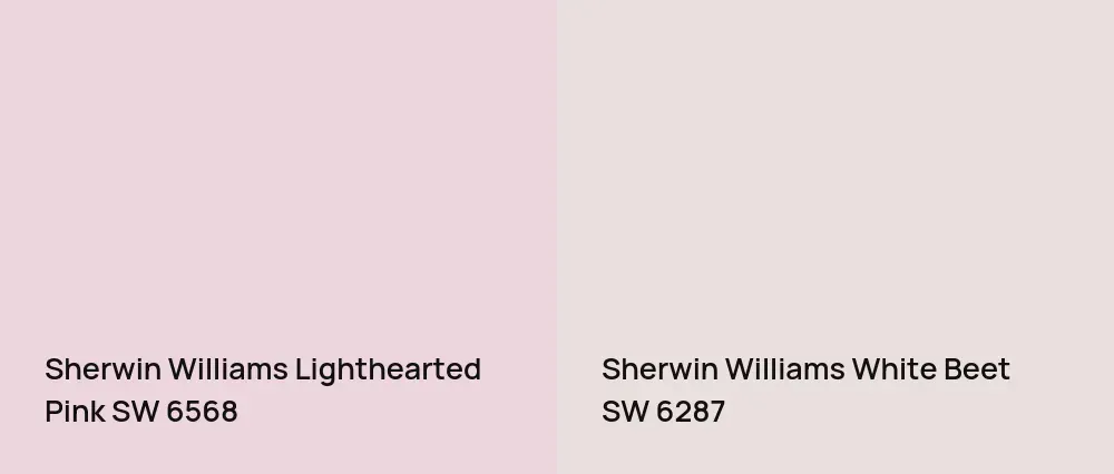 Sherwin Williams Lighthearted Pink SW 6568 vs Sherwin Williams White Beet SW 6287
