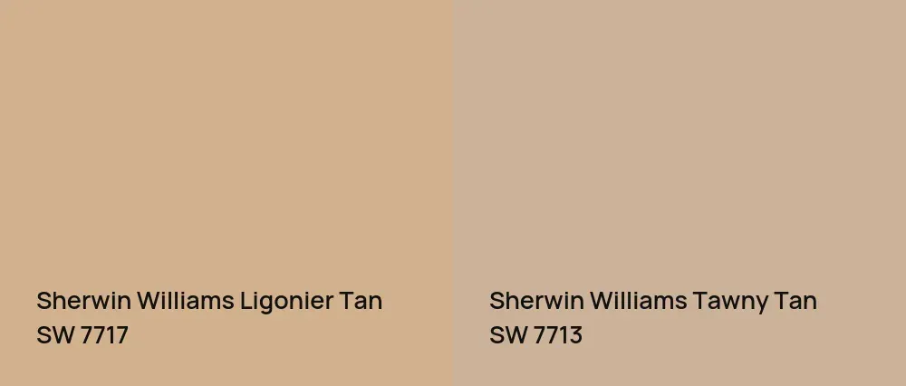 Sherwin Williams Ligonier Tan SW 7717 vs Sherwin Williams Tawny Tan SW 7713