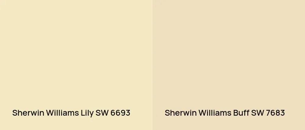 Sherwin Williams Lily SW 6693 vs Sherwin Williams Buff SW 7683