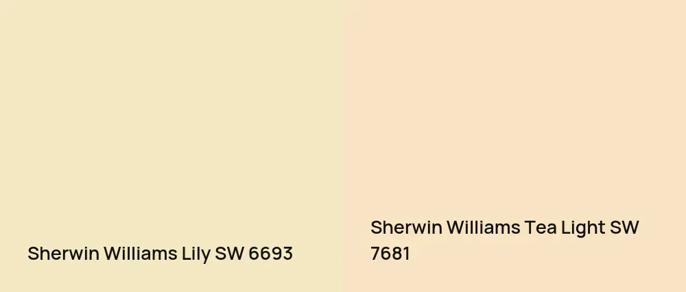 Sherwin Williams Lily SW 6693 vs Sherwin Williams Tea Light SW 7681