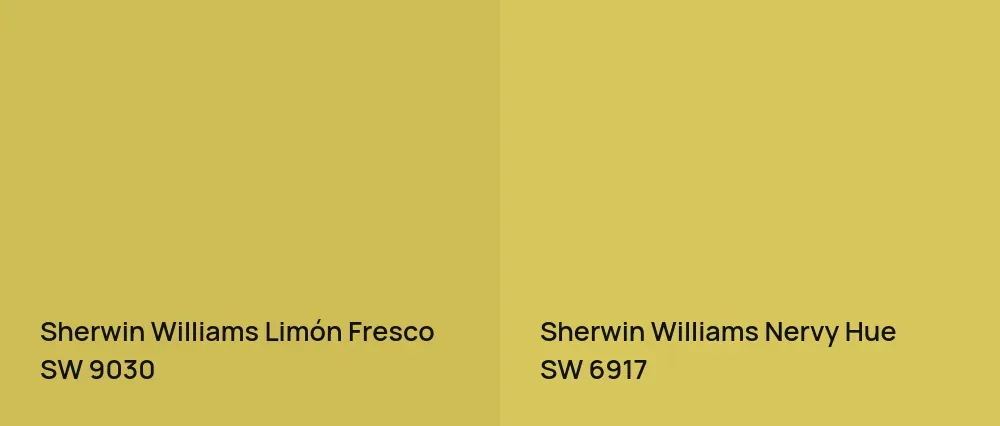 Sherwin Williams Limón Fresco SW 9030 vs Sherwin Williams Nervy Hue SW 6917