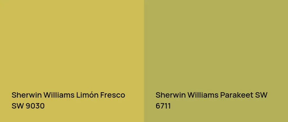 Sherwin Williams Limón Fresco SW 9030 vs Sherwin Williams Parakeet SW 6711