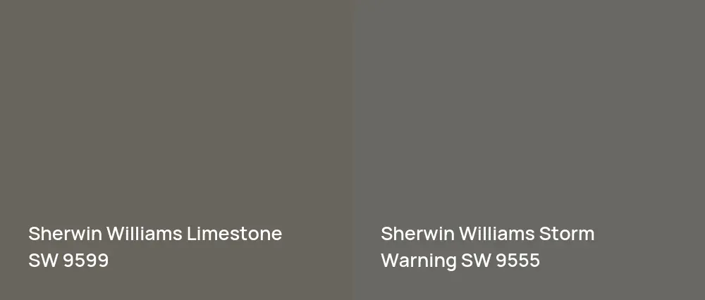 Sherwin Williams Limestone SW 9599 vs Sherwin Williams Storm Warning SW 9555