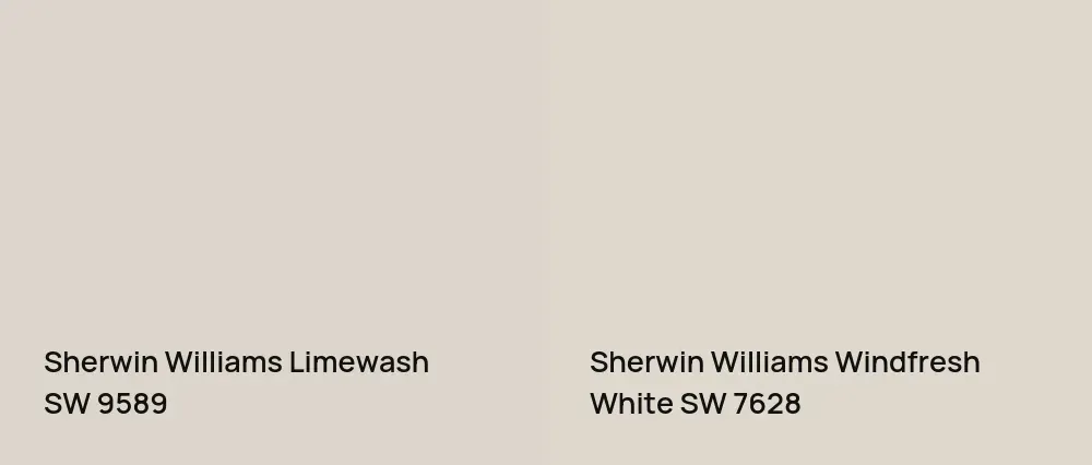 Sherwin Williams Limewash SW 9589 vs Sherwin Williams Windfresh White SW 7628