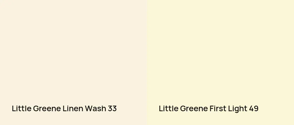Little Greene Linen Wash 33 vs Little Greene First Light 49