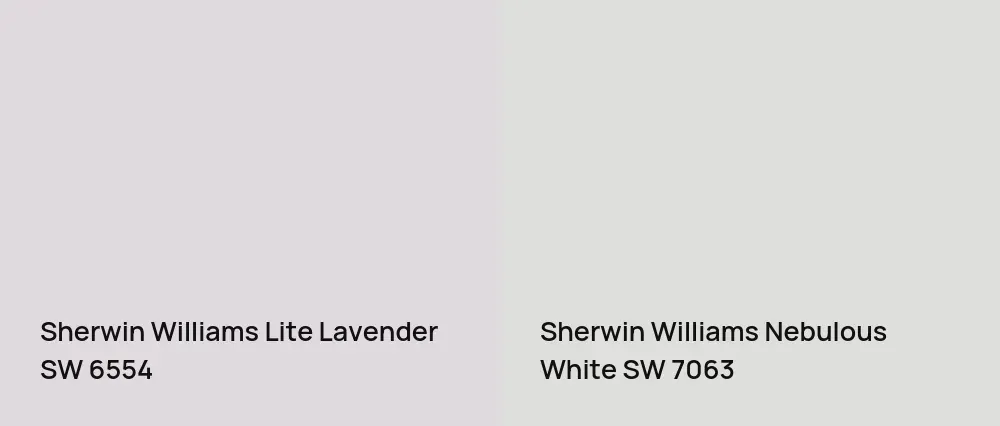 Sherwin Williams Lite Lavender SW 6554 vs Sherwin Williams Nebulous White SW 7063