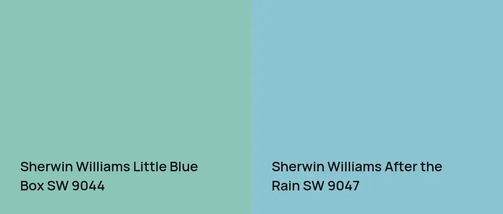 Sherwin Williams Little Blue Box SW 9044 vs Sherwin Williams After the Rain SW 9047
