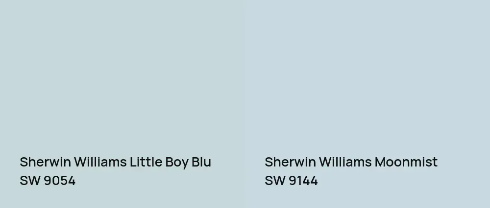 Sherwin Williams Little Boy Blu SW 9054 vs Sherwin Williams Moonmist SW 9144