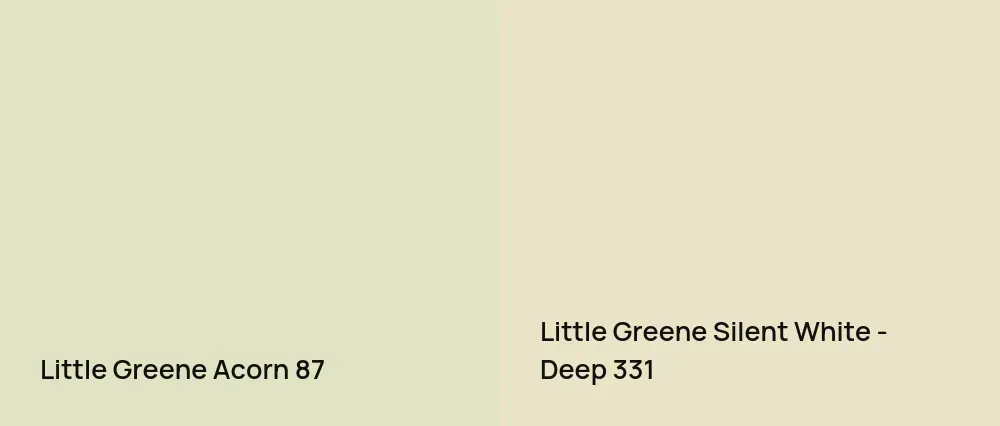 Little Greene Acorn 87 vs Little Greene Silent White - Deep 331
