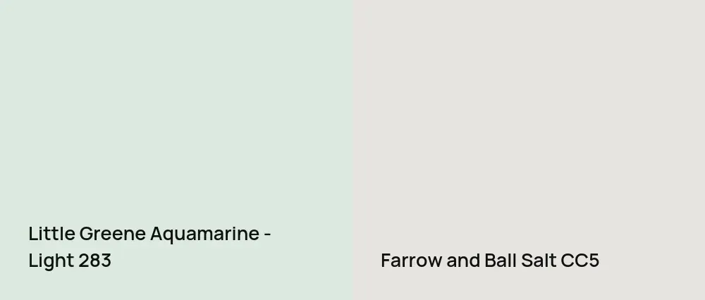 Little Greene Aquamarine - Light 283 vs Farrow and Ball Salt CC5