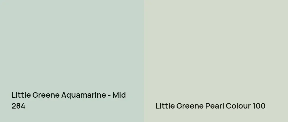 Little Greene Aquamarine - Mid 284 vs Little Greene Pearl Colour 100