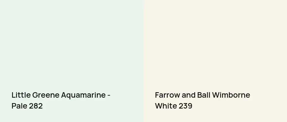 Little Greene Aquamarine - Pale 282 vs Farrow and Ball Wimborne White 239