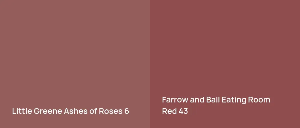 Little Greene Ashes of Roses 6 vs Farrow and Ball Eating Room Red 43