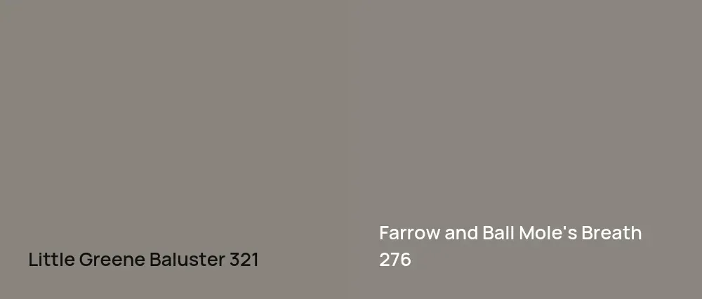 Little Greene Baluster 321 vs Farrow and Ball Mole's Breath 276