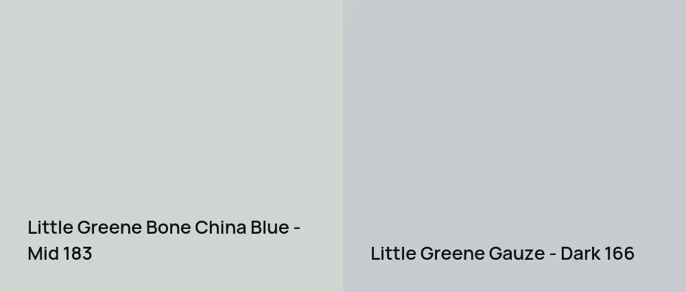Little Greene Bone China Blue - Mid 183 vs Little Greene Gauze - Dark 166