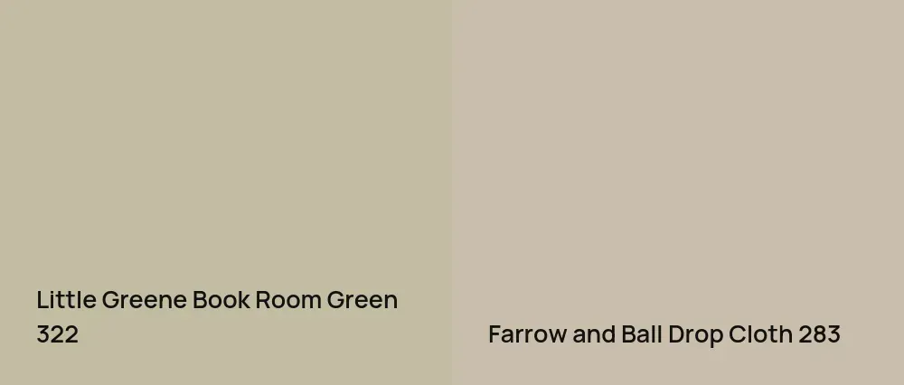 Little Greene Book Room Green 322 vs Farrow and Ball Drop Cloth 283