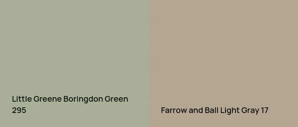 Little Greene Boringdon Green 295 vs Farrow and Ball Light Gray 17