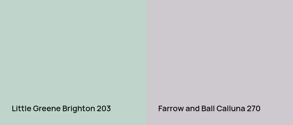 Little Greene Brighton 203 vs Farrow and Ball Calluna 270