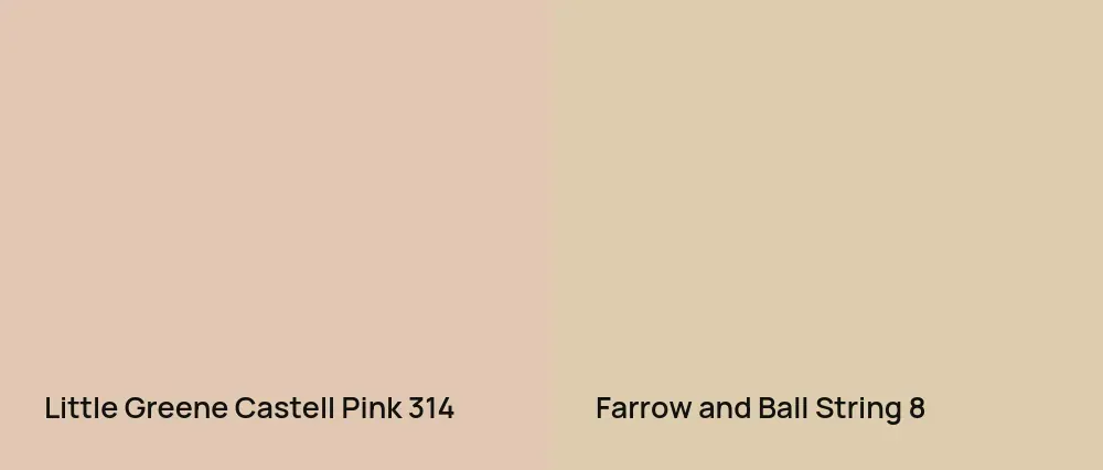 Little Greene Castell Pink 314 vs Farrow and Ball String 8