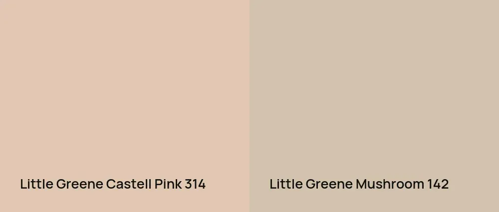 Little Greene Castell Pink 314 vs Little Greene Mushroom 142