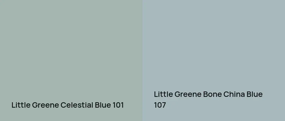 Little Greene Celestial Blue 101 vs Little Greene Bone China Blue 107