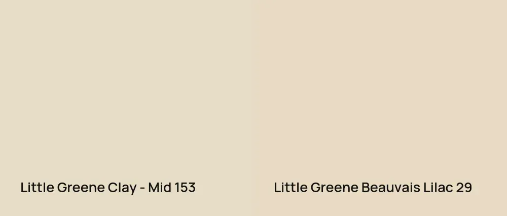 Little Greene Clay - Mid 153 vs Little Greene Beauvais Lilac 29