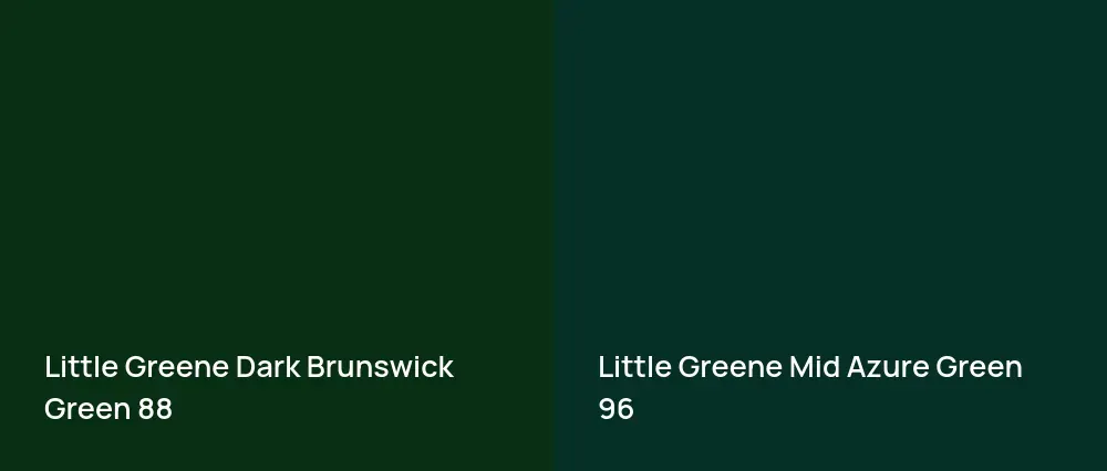 Little Greene Dark Brunswick Green 88 vs Little Greene Mid Azure Green 96