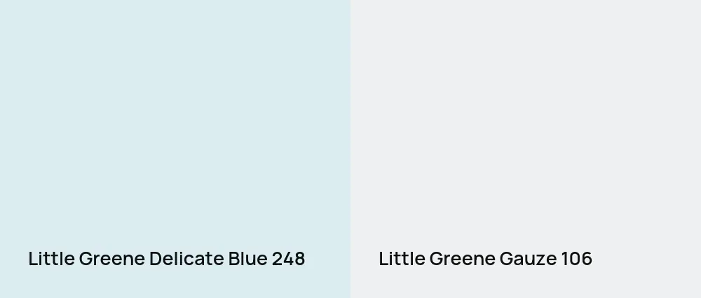Little Greene Delicate Blue 248 vs Little Greene Gauze 106