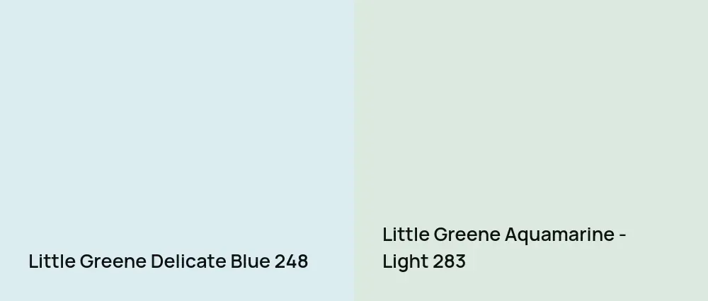 Little Greene Delicate Blue 248 vs Little Greene Aquamarine - Light 283