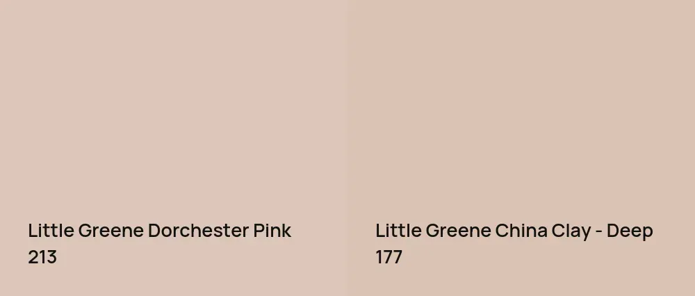 Little Greene Dorchester Pink 213 vs Little Greene China Clay - Deep 177