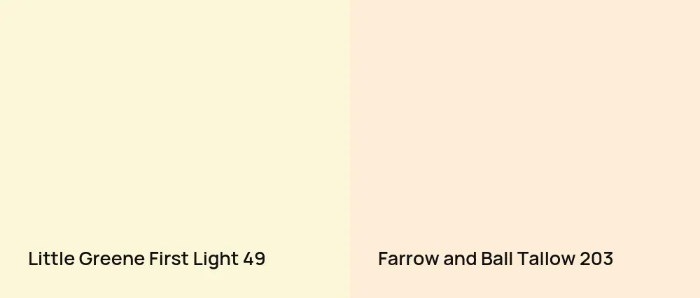 Little Greene First Light 49 vs Farrow and Ball Tallow 203