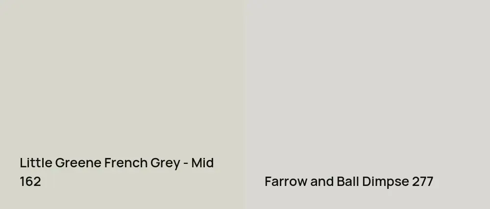 Little Greene French Grey - Mid 162 vs Farrow and Ball Dimpse 277