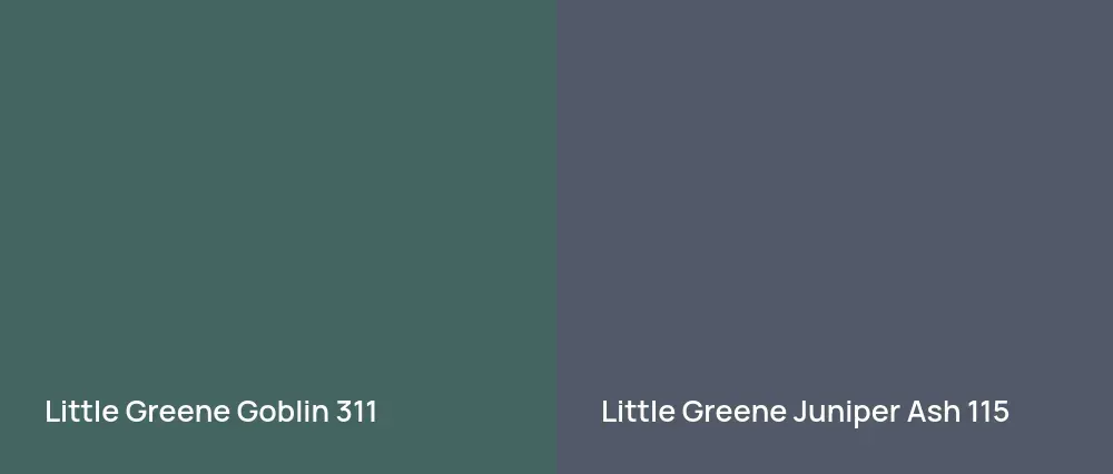 Little Greene Goblin 311 vs Little Greene Juniper Ash 115