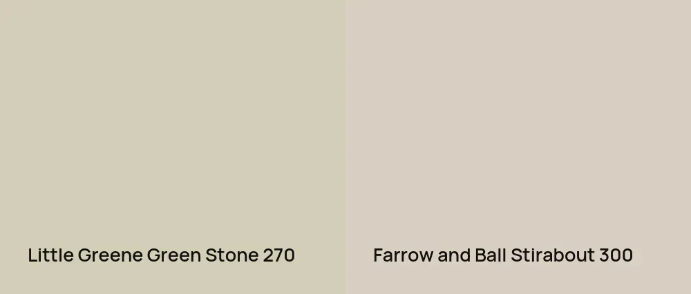 Little Greene Green Stone 270 vs Farrow and Ball Stirabout 300