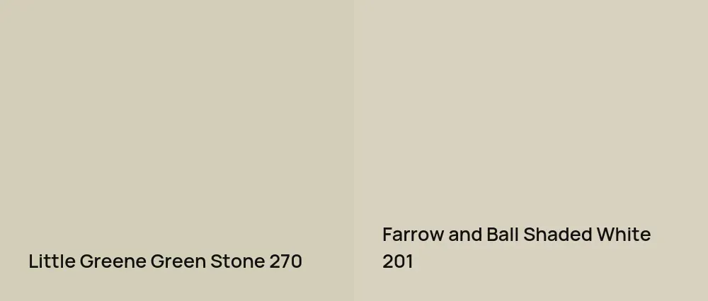 Little Greene Green Stone 270 vs Farrow and Ball Shaded White 201
